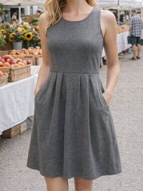 Tinley Road Casual Dress Gray Jersey Knit, Pockets